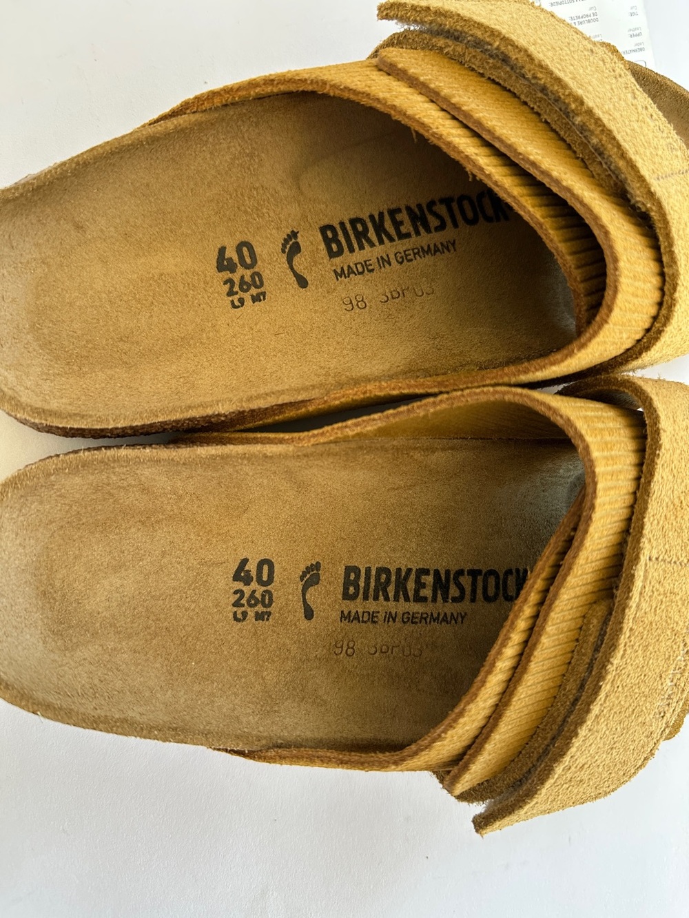 BIRKENSTOCK KYOTO SUEDE LEATHER EMBOSSED CORDUROY BROWN SLIDE SANDAL EU40/W9-9.5 - Picture 12 of 15